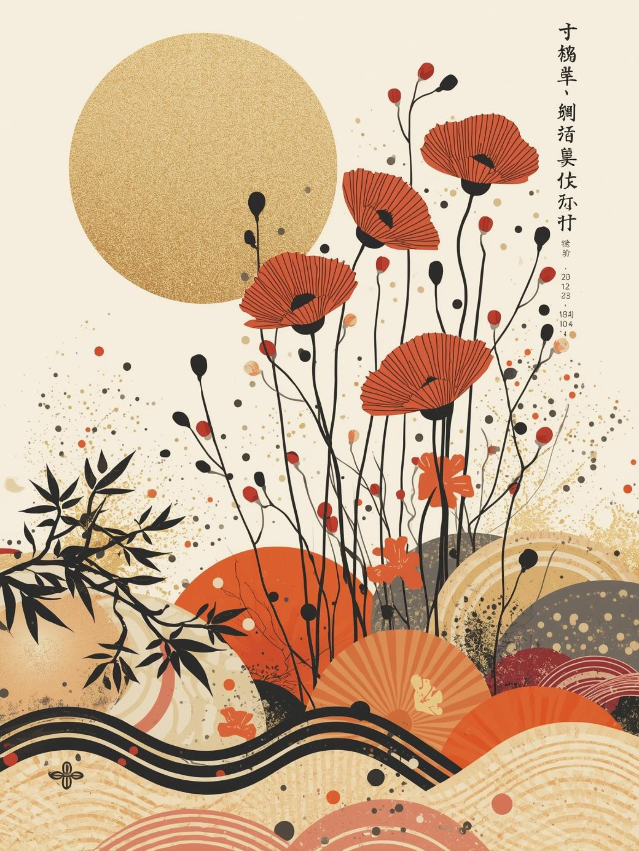 Abstract Floral Art Print - Modern Botanical - Digital Download - Neutral Beige Wall Decor - Contemporary Flower Poster